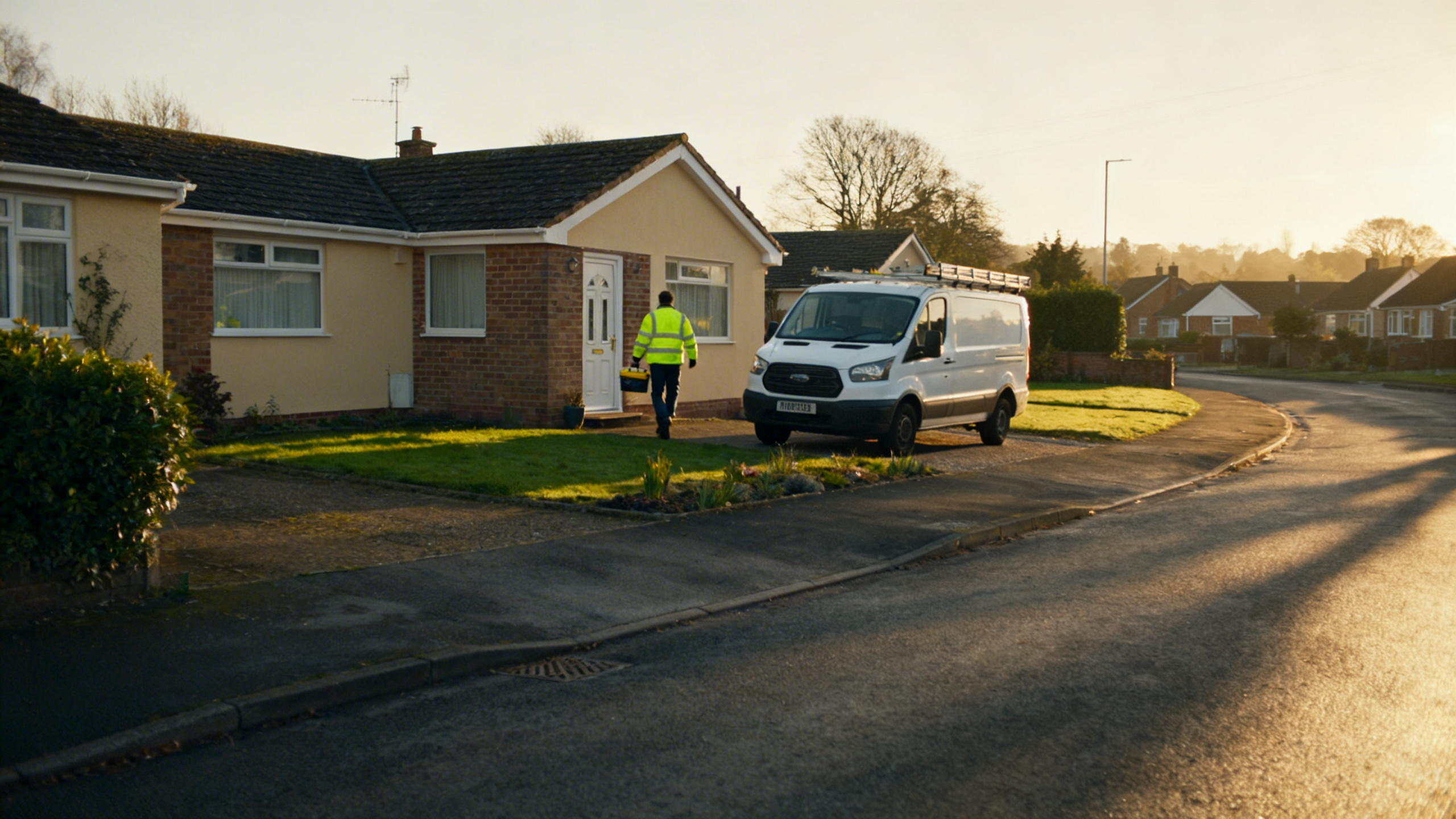 Tradesperson arriving at a job